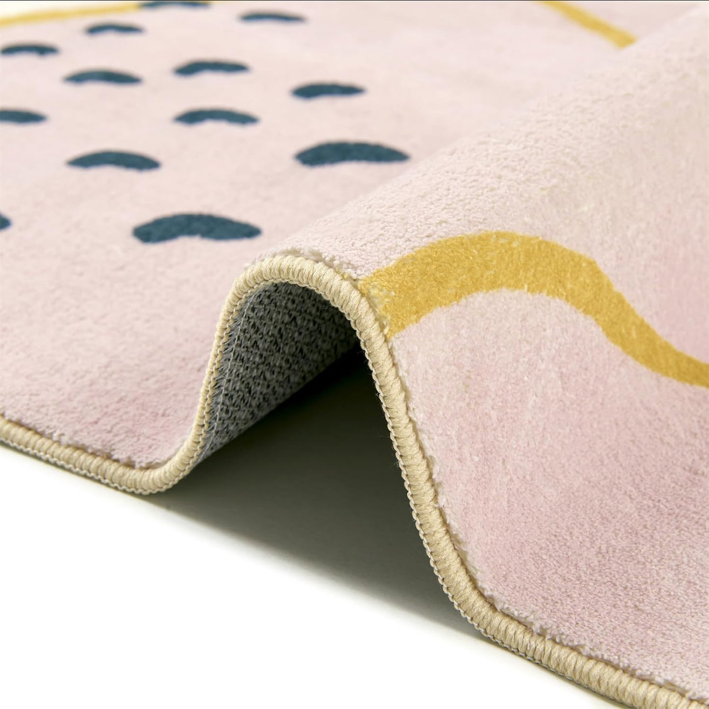 RoomTalks Cute Pink Nuresry Rug Washable, Boho Modern Contemporary Aesthetic 5x7 Area Rugs for Bedroom Dining Living Room Dorm, Abstract Art Tropical Leaves Thin Indoor Entryway Rug Carpet