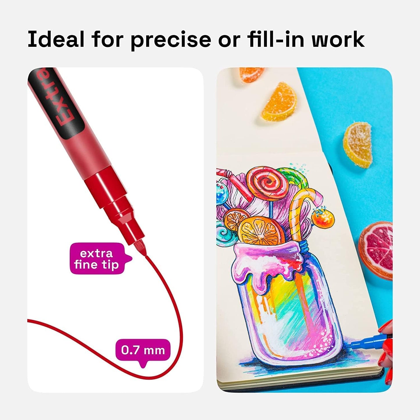 ARTISTRO 12 Acrylic Paint Pens, Fabric Markers for Textile, Rock, Glass, Wood, Paper, Ceramic, Canvas DIY Art Supplies Kit, Drawing Markers for Kids and Adults (Extra Fine Tip)