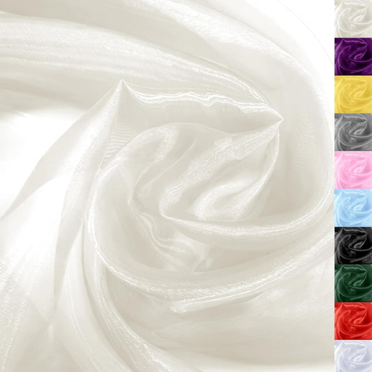 Ivory Crystal Organza Fabric – 16" x 5 Yards Lightweight Sheer Tulle for Bows, Tutus, Table Runners, Gift Wrapping, Crafts & DIY Sewing (Folded Package)