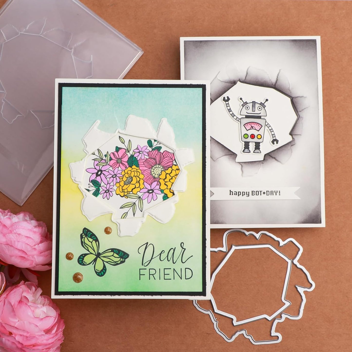 BAOFALI 3D Embossing Folder for Card Making,Hollow Flower Plastic Texture Fades Embossing Folder Template for Scrapbooking Cardstock Album DIY Decoration Paper Crafting 6.3x4.5inch