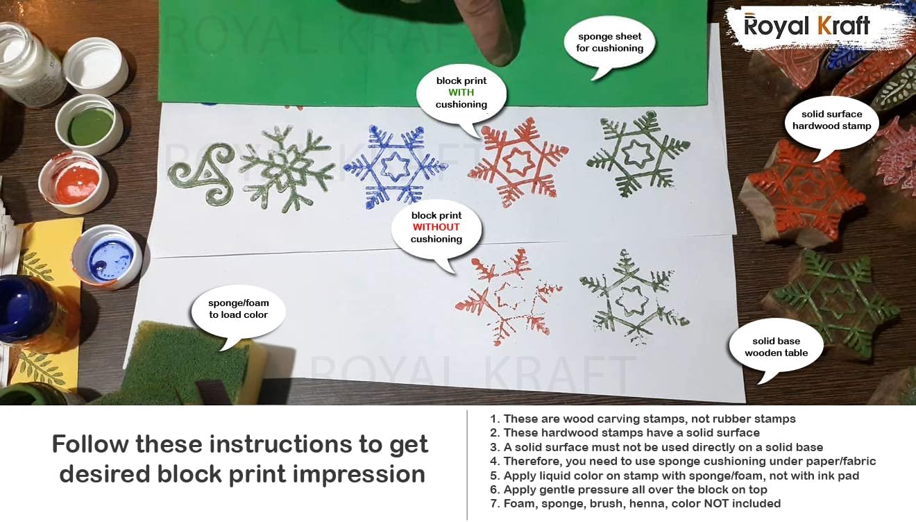 Royal Kraft Textile Wooden Blocks Innovative Border Design Printing Stamps (Set of 10) Htag2160