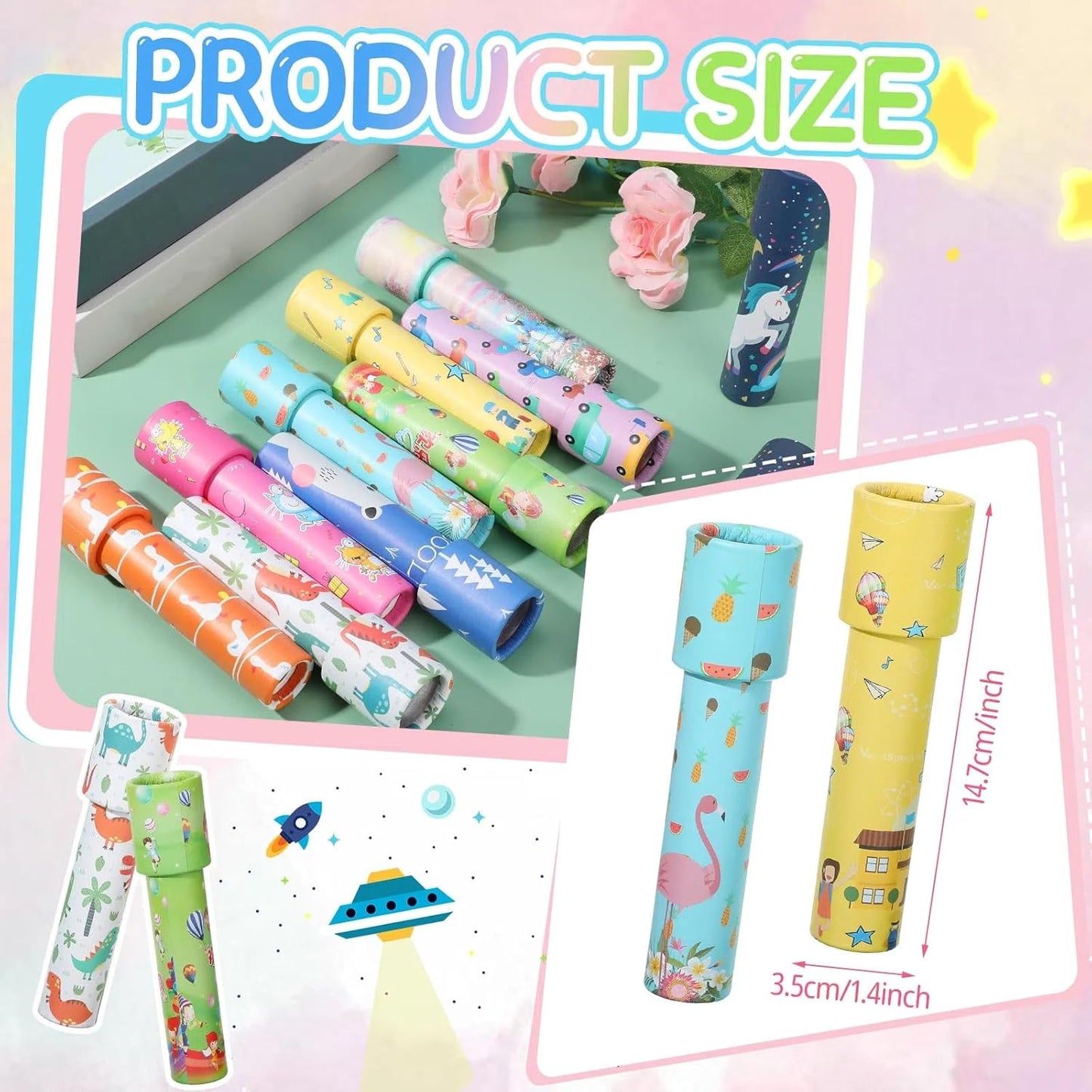 Chivao 30 Pcs Classic Kaleidoscopes Kids Vintage Toys, Return Gifts for Kids Birthday Mini Kaleidoscope Kit for School Classroom Prizes, Stock Stuffers Bag Fillers, Random Colors(Cute Style)