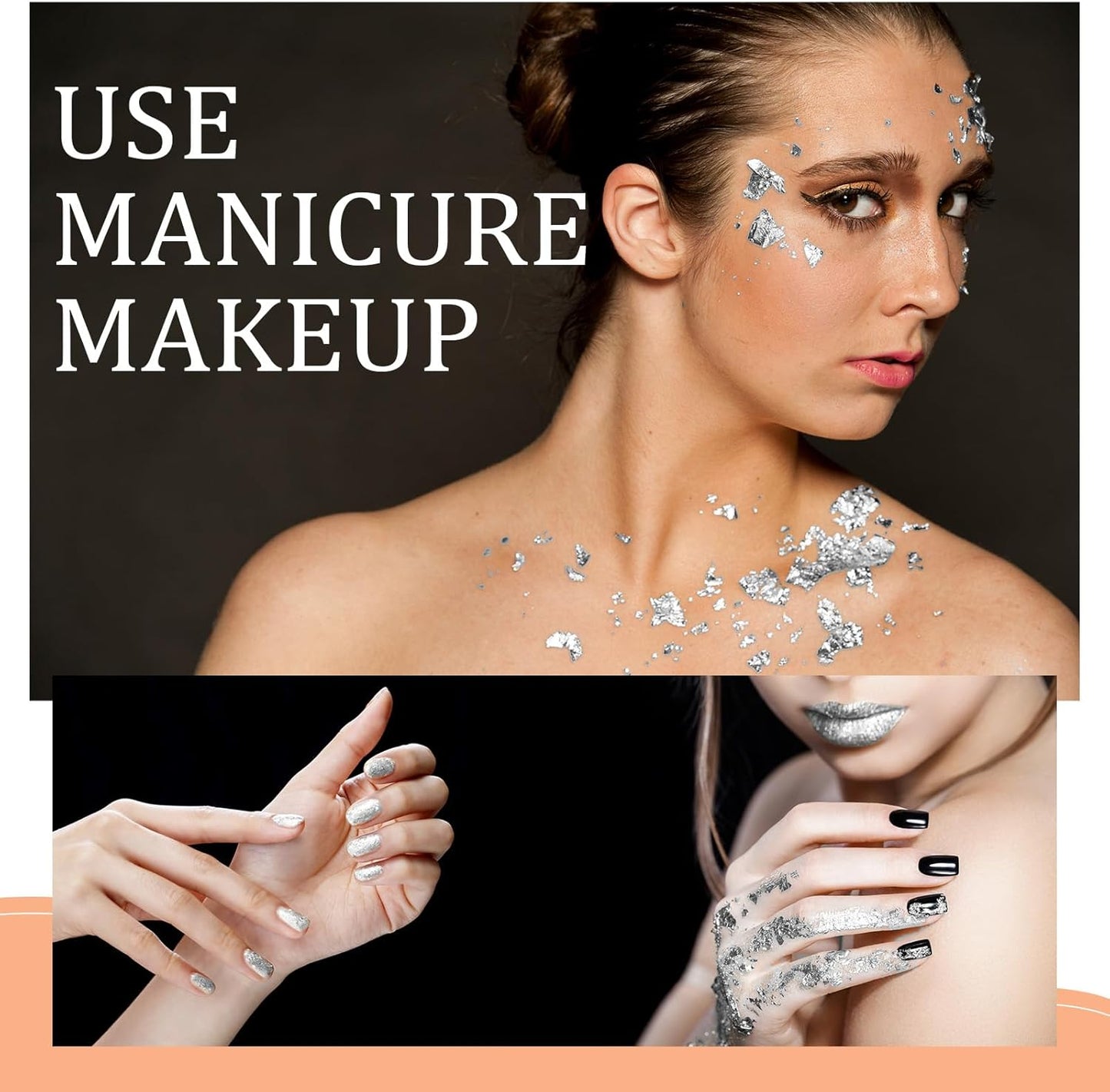 Cunhill 200 Pcs Gold Leaf Sheets for Art Foil Paper Leaf Art Foil Sheets Gilding Brush Thin Paper Craft for Painting Gilding Crafting Decoration,5.5 x 5.5 Inches(Silver)