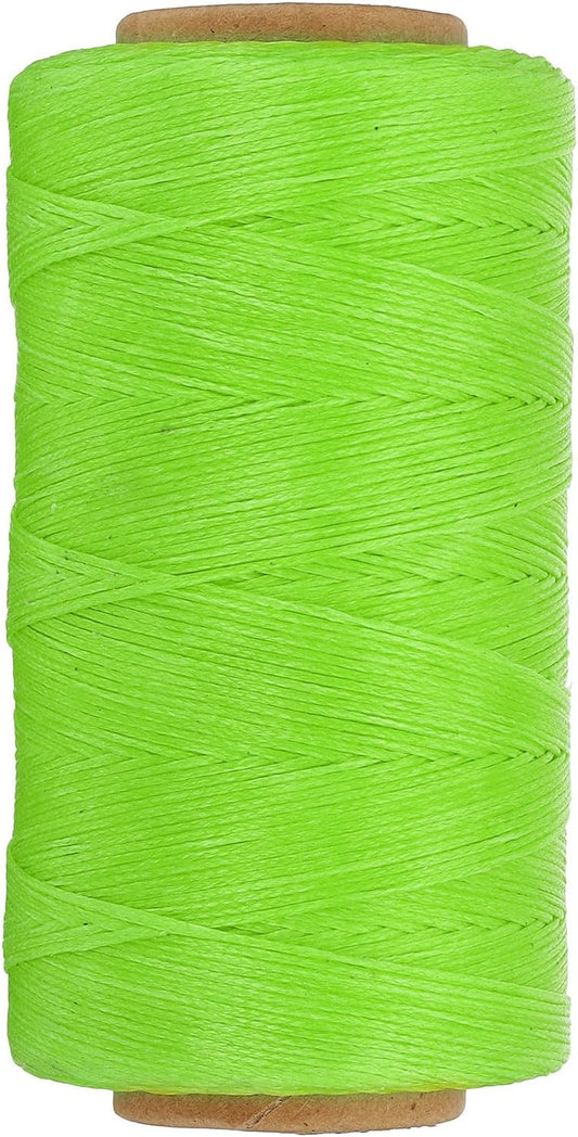 PATIKIL 284 Yard Flat Waxed Thread 150D 1mm Leather Sewing Cord for Repairing Shoes Bags Wallets Jewelry Making DIY Leather Craft, Fluorescent Green