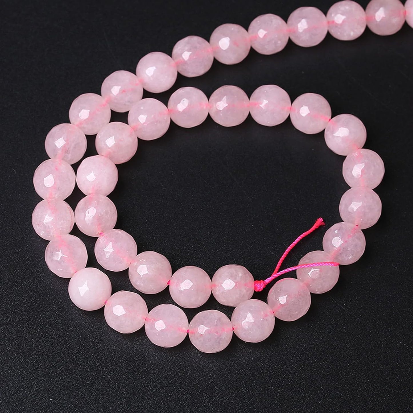 45pcs 8mm Natural Rose Pink Quartz Crystal Faceted Stone Beads for Jewelry Making Energy Healing Power Stone Beads DIY Bracelet Necklace Accessories 15" (8mm, Faceted Rose Quartz)
