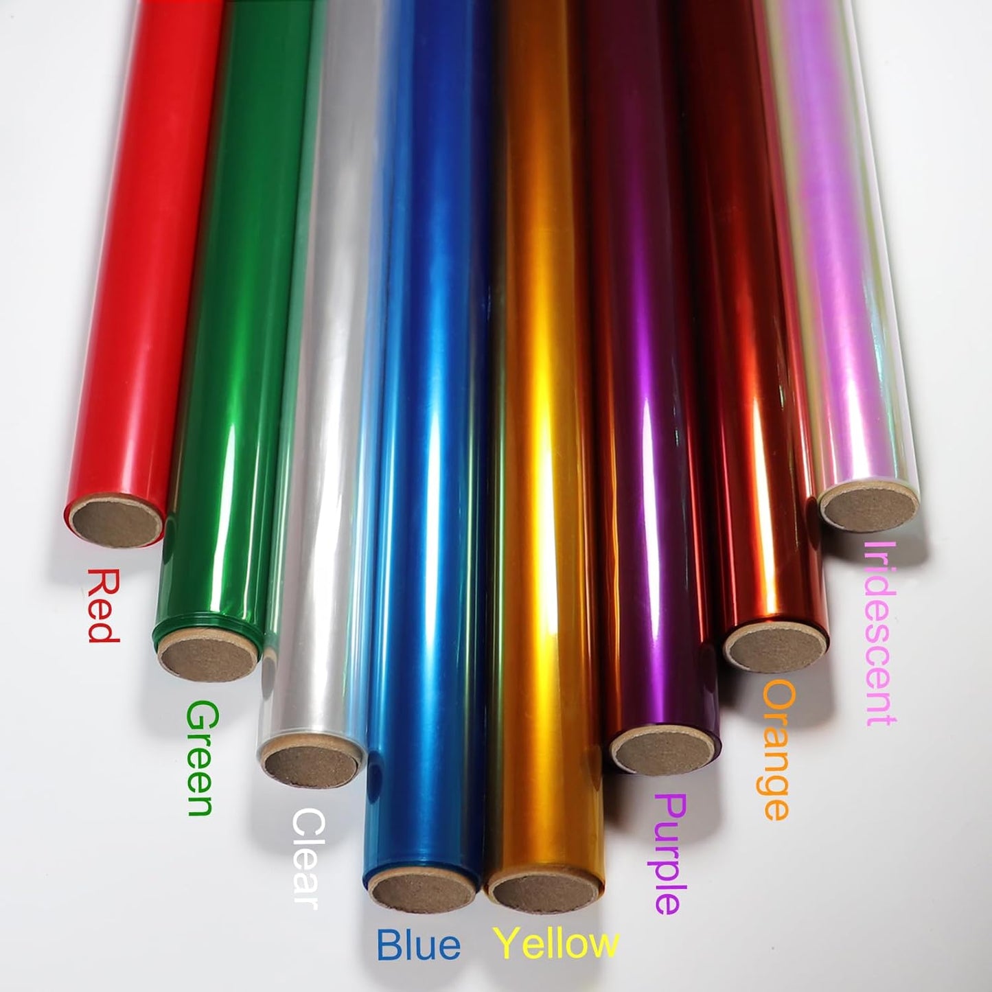 SYOGUA 8 Rolls Colored Cellophane Wrap, Extra Wide (34 in x 10 ft x 8 Colors) Cellophane Roll Transparent Color Cellophane Paper for Gift Baskets, Gift Wrapping, DIY Craft, Christmas Decoration