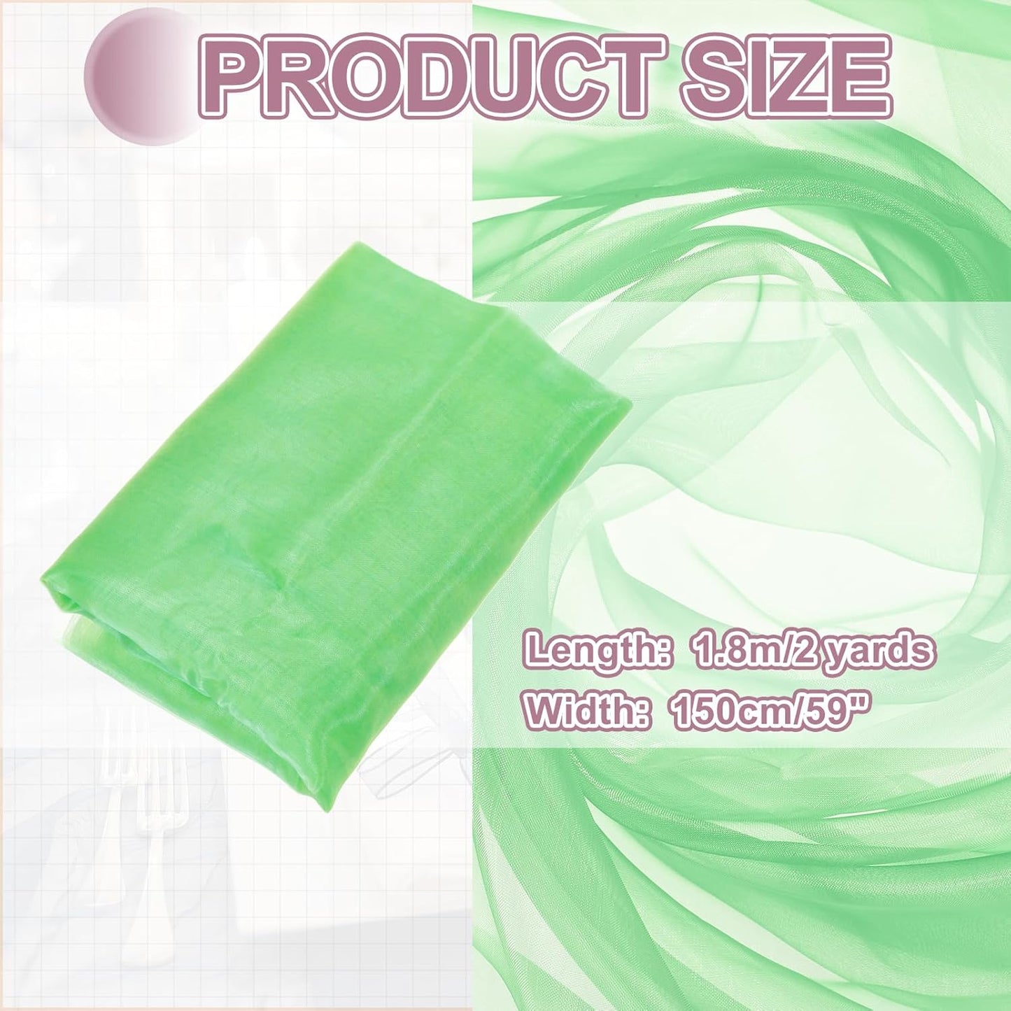 MECCANIXITY Iridescent Sheer Organza Fabric, 2 Yards x 59 Inches Solid Holographic Shiny Fabric Organza Cloth for Wedding, Curtains, Costume, Photo Background, Gradient Green Yellow