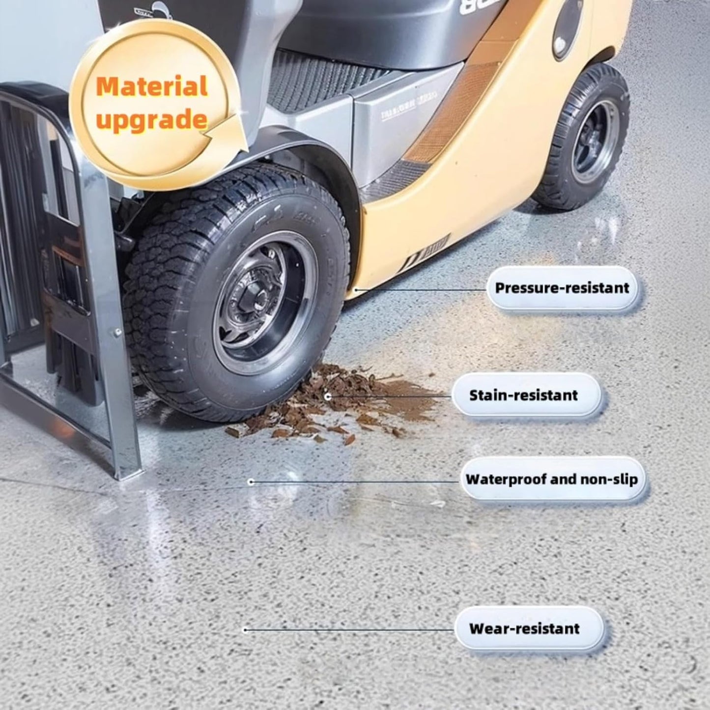 Epoxy Colored Sand Floor Paint, Epoxy Floor Paint High Gloss Marble Effect Coating for Indoor and Outdoor, Wear-resistant and non-slip Self-leveling Coating Light Gray 105OZ(3KG)