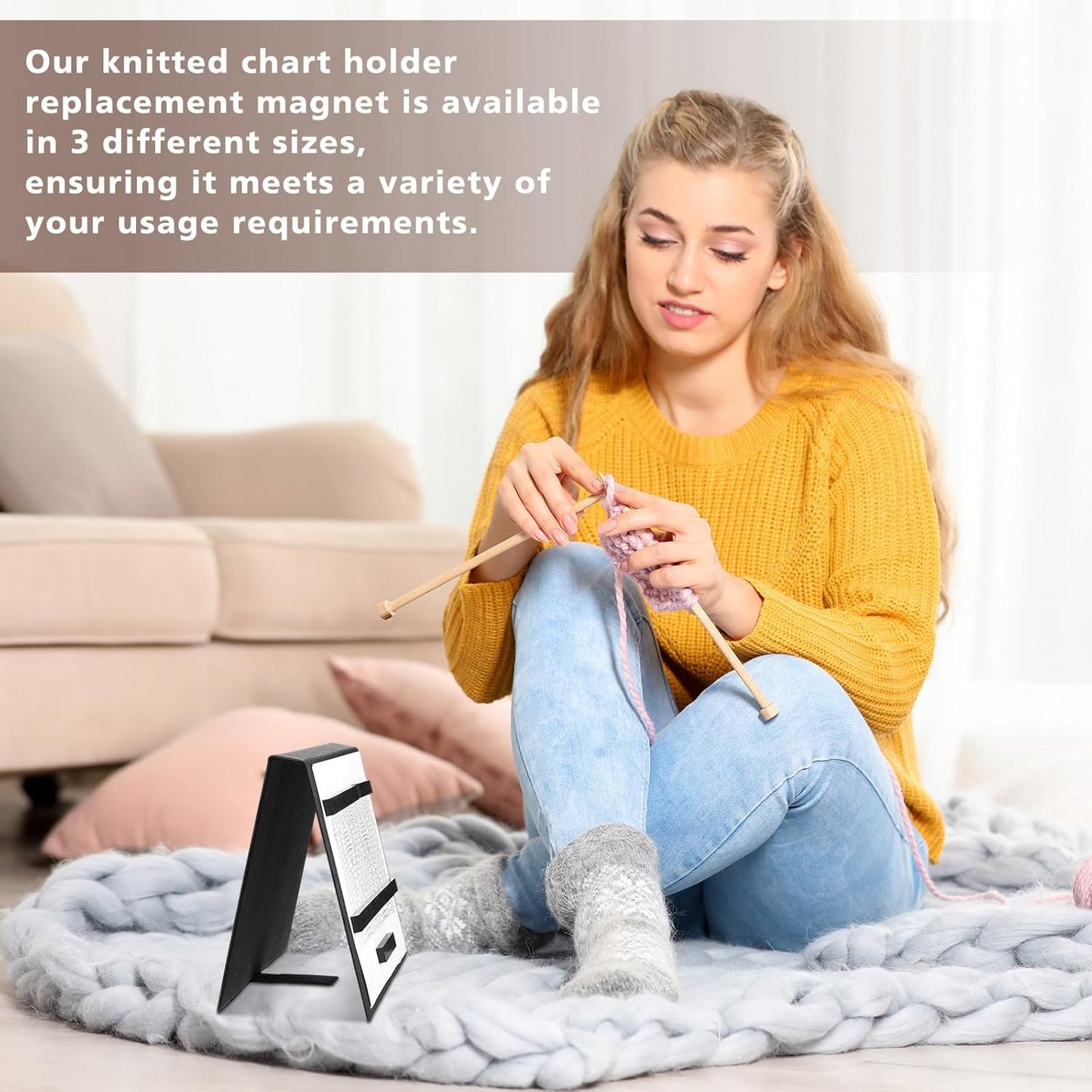 Flutesan 8 Pcs Knitting Chart Keeper Magnet Replacement Set Cross Stitch Line Keeper Knitting Pattern Holder Fold up Pattern Holder, Only Magnet (Large Size)