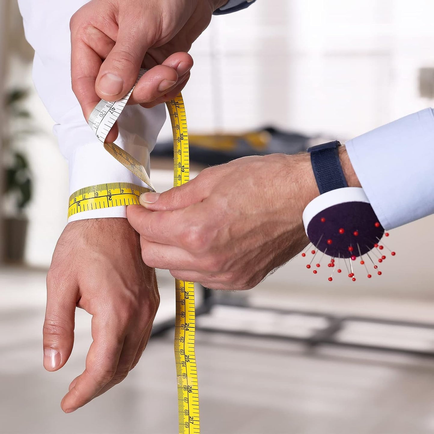 HARFINGTON Wrist Pin Cushions Band Sewing Needle Cushion Needle Holder Pincushions with Adjustable Strap Fit All Wrist Sizes for Sewing Quilting Needlework DIY Crafts, Pink