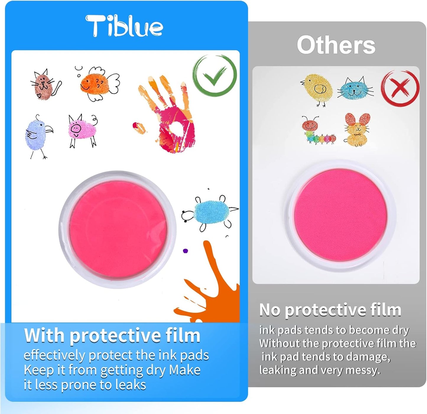 MoloTAR Craft Large Ink Pad Stamps Partner DIY Color,8 Colors Round Rainbow Finger Ink pad for Kids