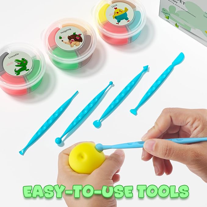 Air Dry Clay for Kids - Modeling Clay Kits, Ultra Light & Soft, Safe & Non-Toxic, 12 Boxes DIY Model Magic Clay with Sculpting Tools & Tutorials, Individual Packs, Creative Art Crafts Toys Gifts