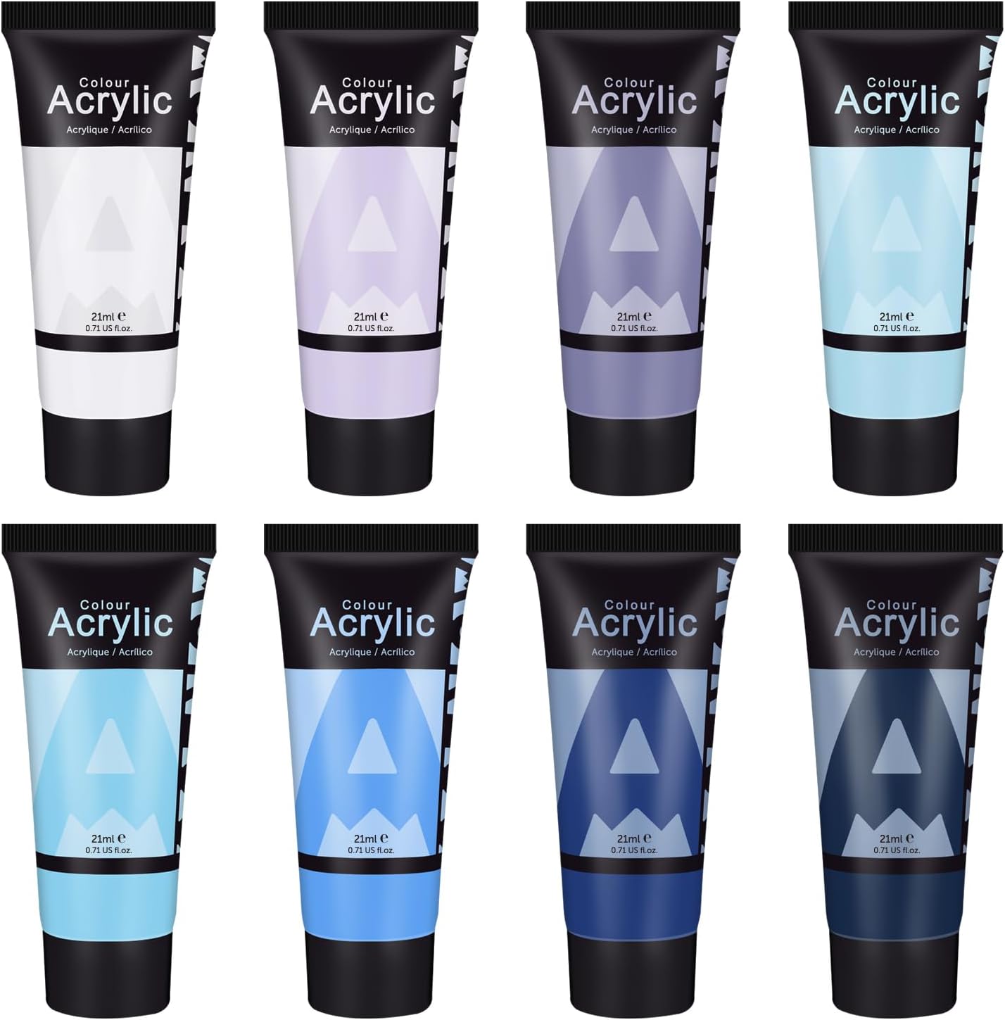 AUREUO Marine Acrylic Paint Set - 8 Ocean Blue Colors 0.71 Fl Oz / 21ml Tubes Aqua Tone Art Paints for Crafts Seascapes, Non-Toxic, Lightfast, High Pigment Artist Paints