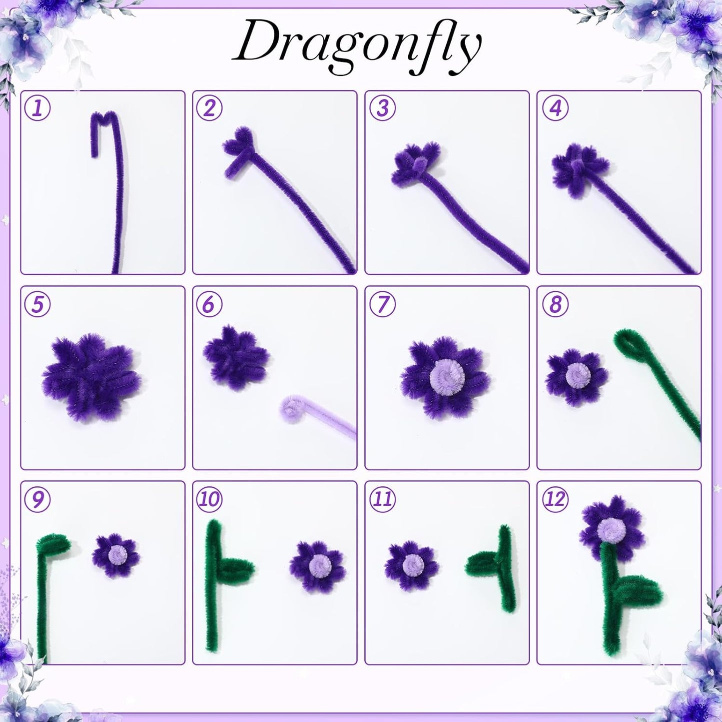 DaisyInner 700 Pcs Halloween Fall Pipe Cleaners Craft Bulk Pastel Chenille Stems Flower DIY Gradient Colored Fluffy for School Classroom Thanksgiving Christmas Party Supplies(Purple Theme)