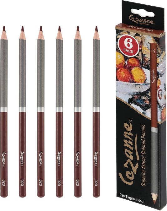 Creative Mark Cezanne Premium Colored Pencils English Red 6 Pack - Highly-Pigmented Drawing Pencils - Coloring Pencils for Drawing, Blending, Coloring, and More