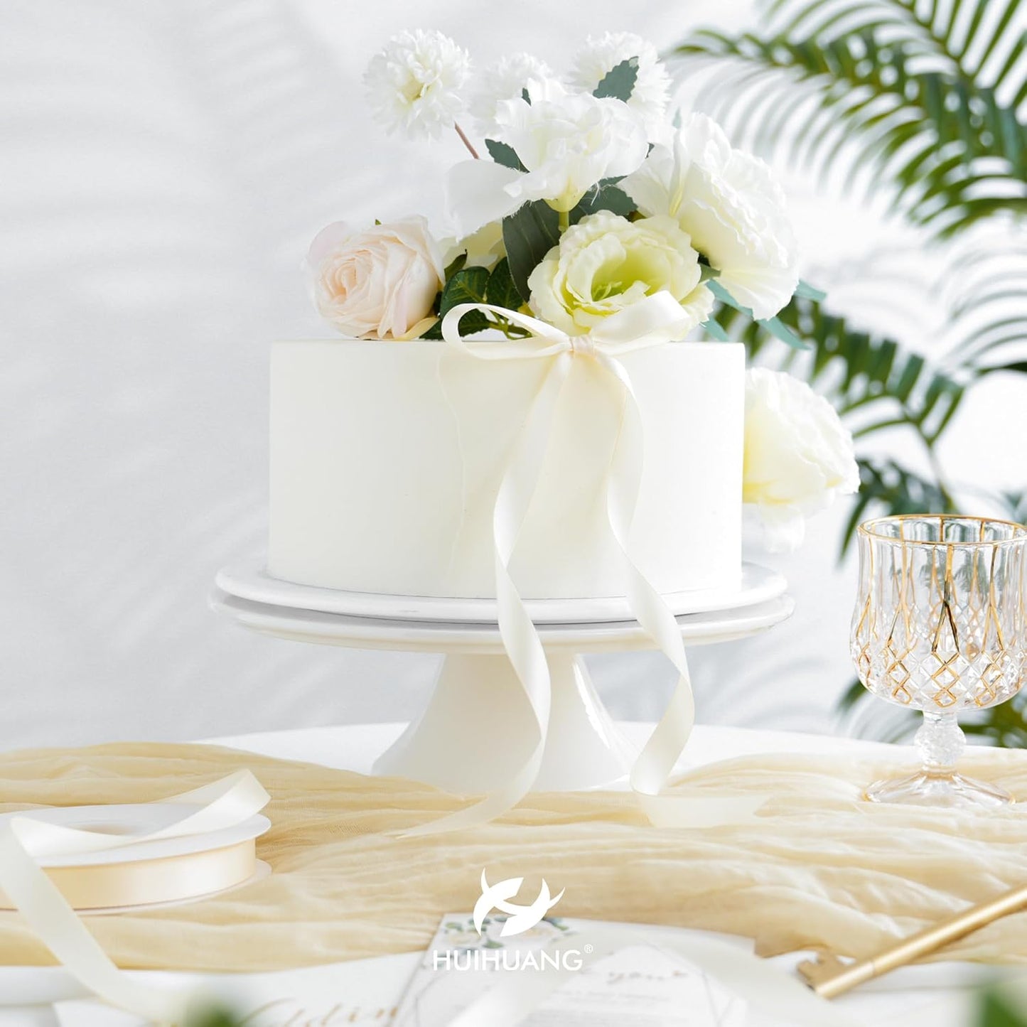 HUIHUANG Ivory Satin Ribbon 1/2 inch X 50 Yards Continuous, Off-White Double-Faced Satin Ribbon for Gift Wrapping, Bows, DIY Crafts, Flower Bouquet, Wedding Bridal Shower Decor, Flower Crowns