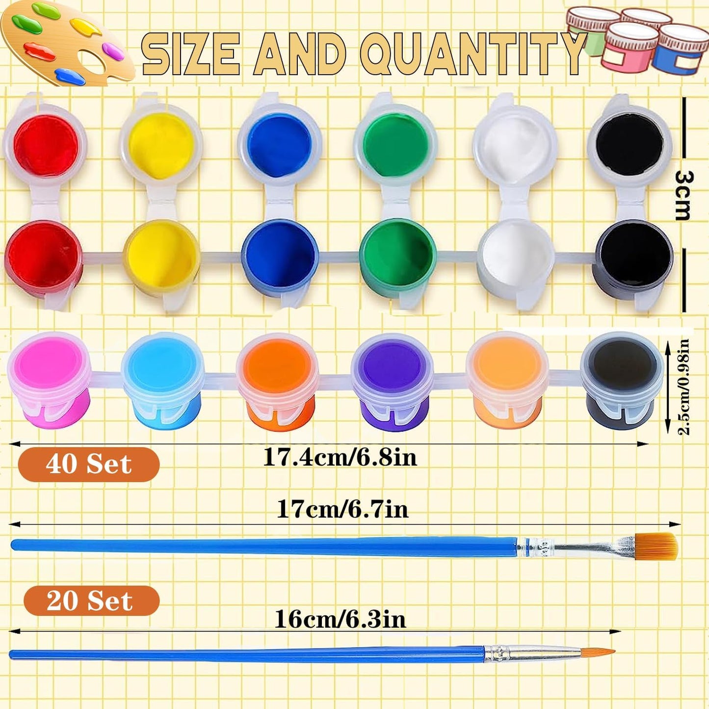 145 Pcs Mini Acrylic Paint Set for Kids, 12 Colors Washable Acrylic Paint Strip with 5 Paint Tray for Kids&Adults Craft Paint, with Mini Paint Strips for Easter Eggs Art Craft Painting Easter Gifts