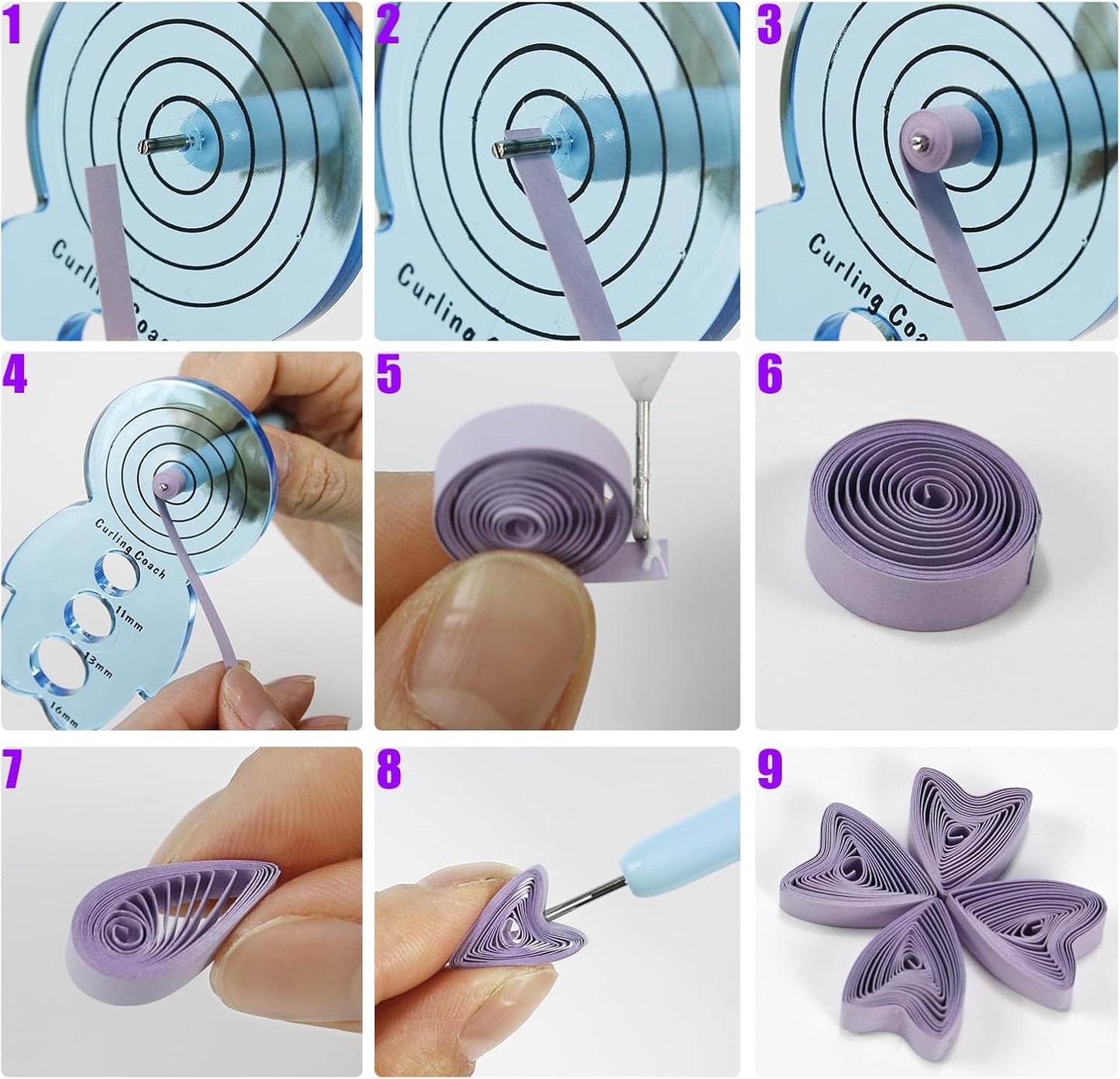 19pcs Beginners Quilling Tools Kit Electric Slotted Quilling Pen Template Board Curling Coach Crimper Comb Filigrana Tools Set