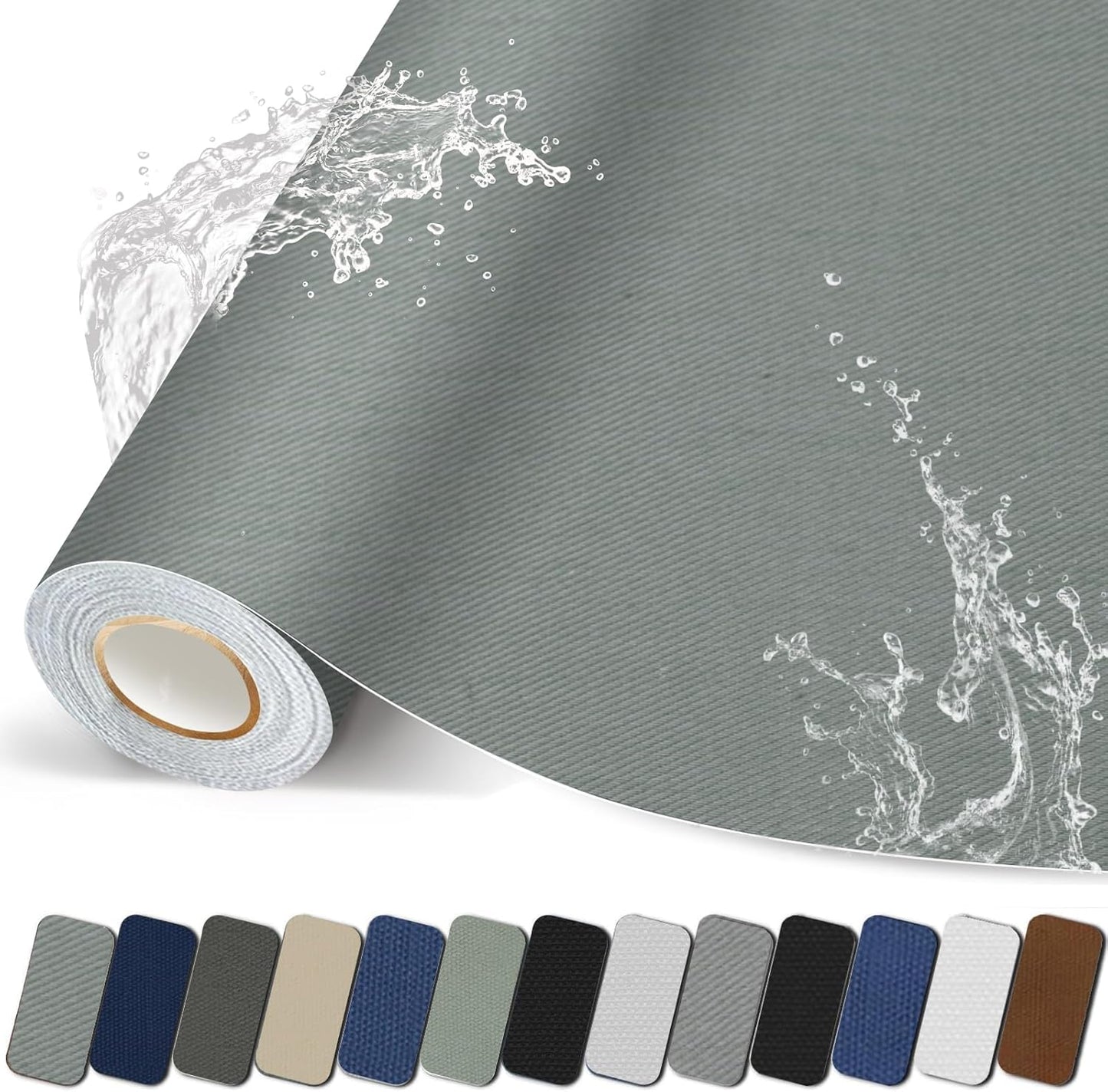 Canvas Repair Patch, 17X79 Inch Strong Sticky Fabric Repair Tape, Self-Adhesive Fabric Patch for Sofas, Tote Bags, Clothing, Car Seats, Furniture (Medium Grey, 17X79 Inch)