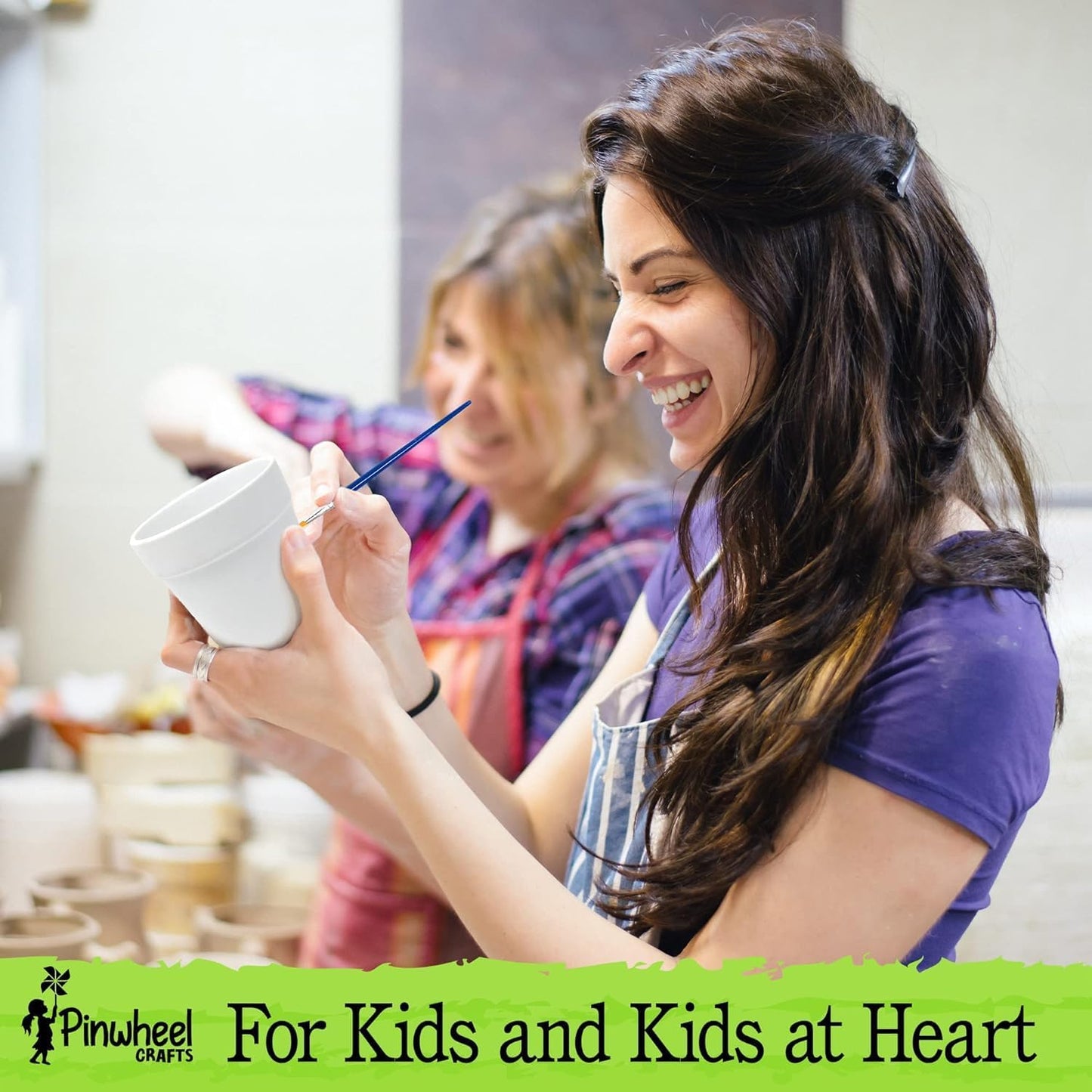 Pinwheel Crafts Flower Pot Painting Kit – Paint Your Own Kids Gardening Set with Seeds, Soil, 8 Paints, 2 Brushes & 3 Pots, DIY Plant Growing Kit for Kids Ages 8-12+, Kid Gardening Set