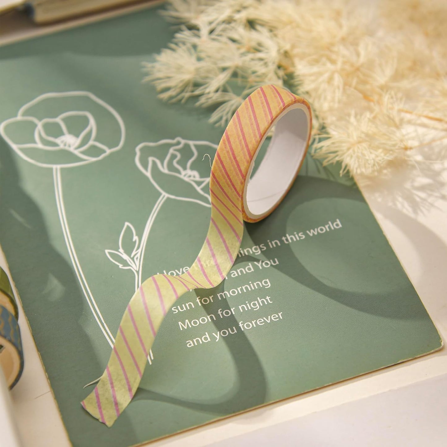 20 Rolls Basic Washi Tape Set Japanese Arts Adhesive Tapes Simple Patterns Decorative Masking Tape Sets for Craft, Kids, Scrapbook, DIY, Gift Wrapping (Style Two)