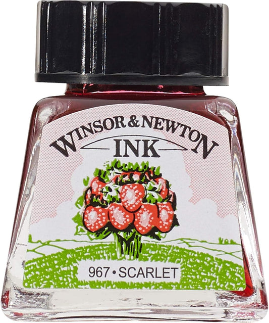 Winsor & Newton Drawing Ink, 14ml Bottle, Scarlet