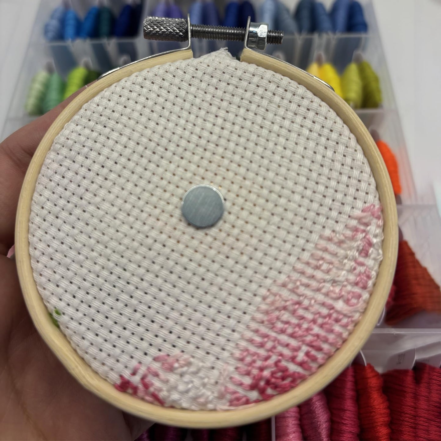 Hydrangea Magnetic Needle Minder for Cross Stitch – Strong Needlepoint Holder, Embroidery Sewing Magnet – Secure & Decorative Needle Minders for Stitching & Crafting (Purple Hydrangea)