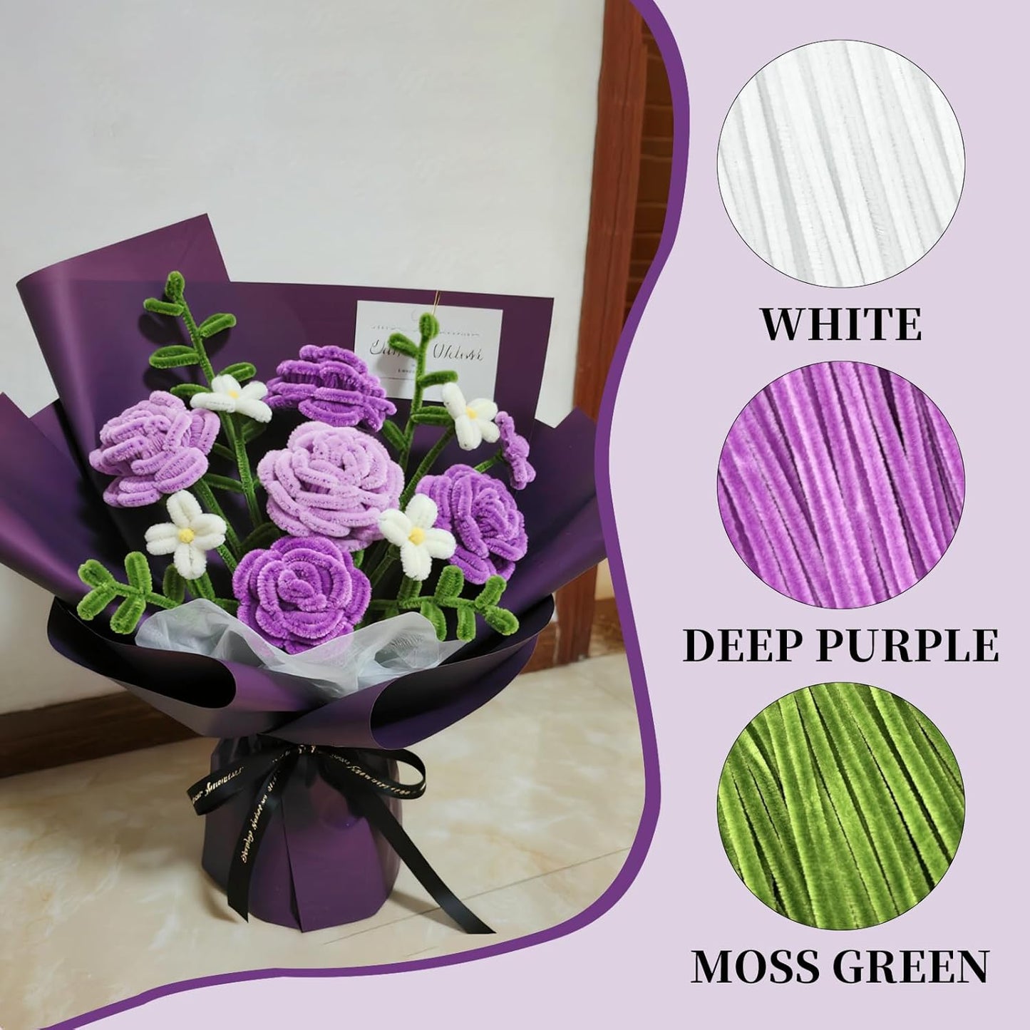 Deep Purple Pipe Cleaners Crafts-200PCS Chenille Stems DIY Crafts for Invitations & Decorations; Suitable for Wedding & Party Occasions,Halloween Decor,Christmas Gifts for Kids,Crochet Flowers