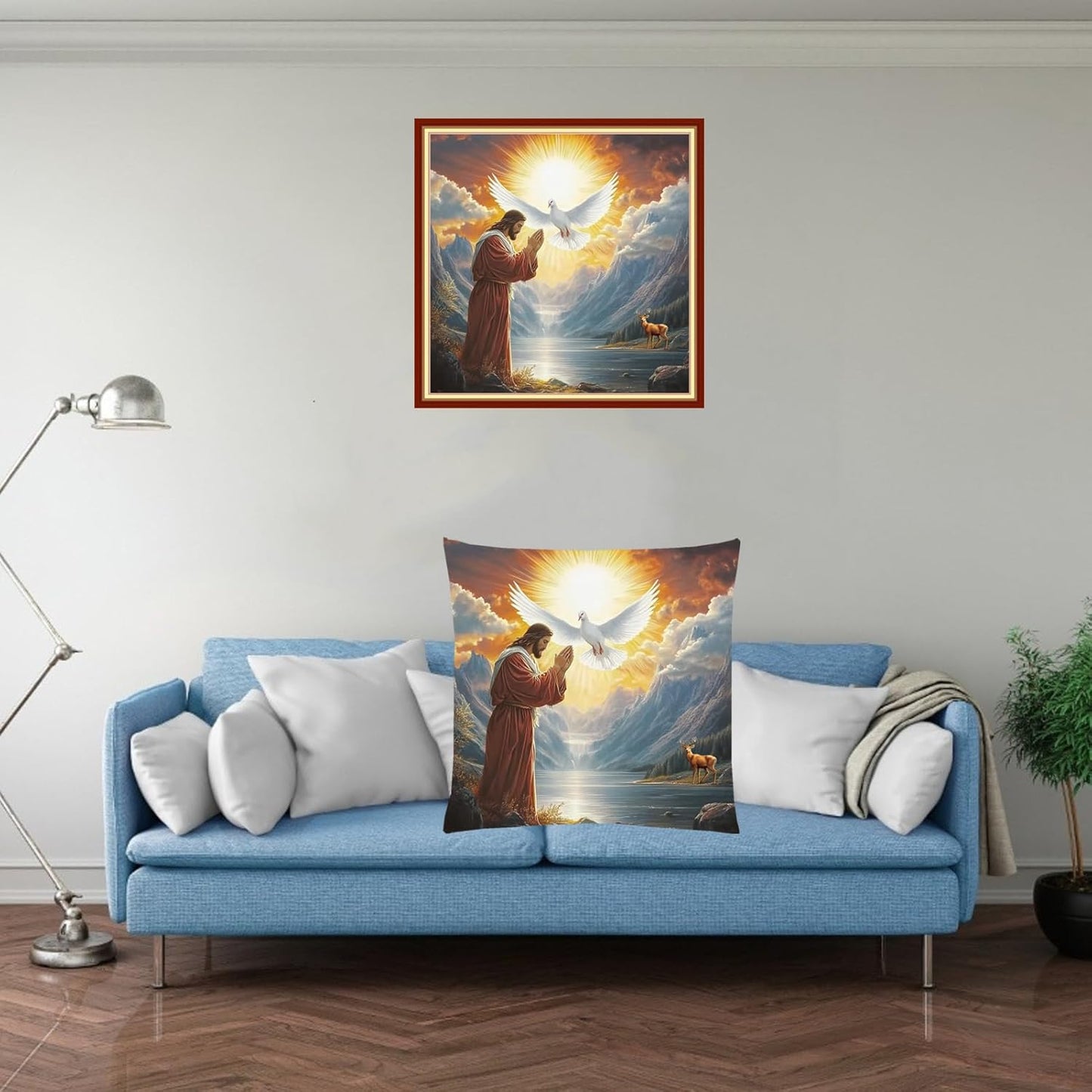 Fanxvivy Stamped Cross Stitch Kits for Adults Beginners Pillow Needlepoint Kit with Embroidery Pattern Needlework Kit Prestamped Stitches Kit 11CT Cross Stitching-Jesus Prayed Blessings 18x18inch