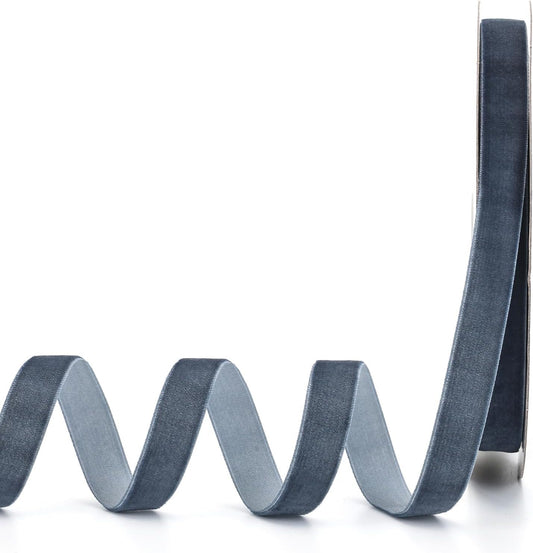 Dark Dusty Blue Velvet Ribbon,5/8" W x 20Yd Single Face,Great for Gift Wrapping,Handmade Craft and Christmas,Wedding Decoration (5/8" Dark Dusty Blue)