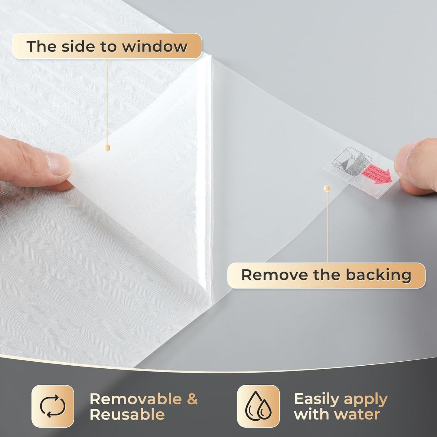 rabbitgoo Window Privacy Film, Frosted Glass Window Film Static Cling Covering, Non Adhesive Privacy Clings Vinyl, Removable Frosting Sticker for Home Decoration, White, 35.4 x 157.4 Inches