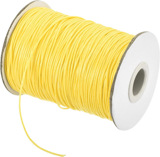 MECCANIXITY Waxed Cord 1.2mm Waxed Polyester Cord 175 Yard Wax String for Bracelet Making,Necklaces, Beading,Jewelry Making and DIY Crafts(Light Yellow)