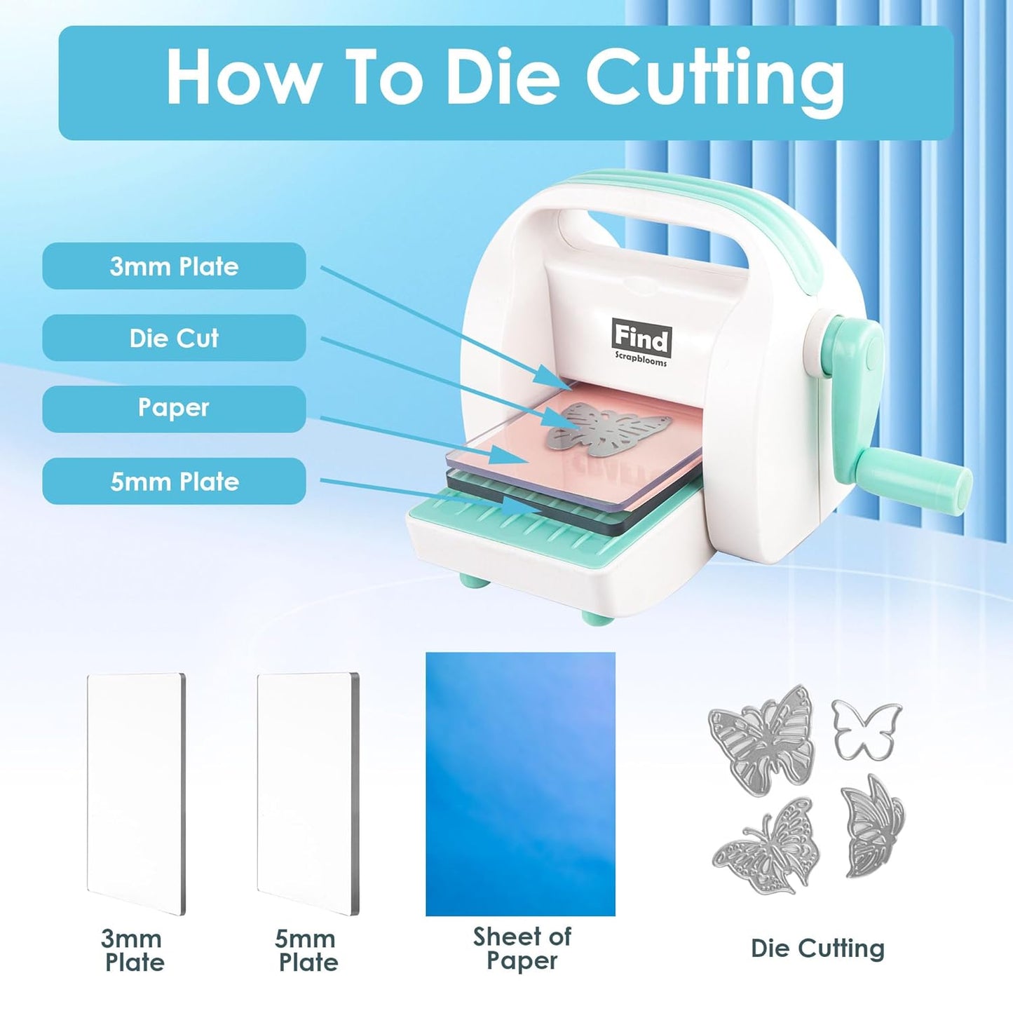 Mini Die Cutting Machine, 3 inch Embossing Machine for Scrapbooking,Cardmaking, 3 1/8" Feeding Slot