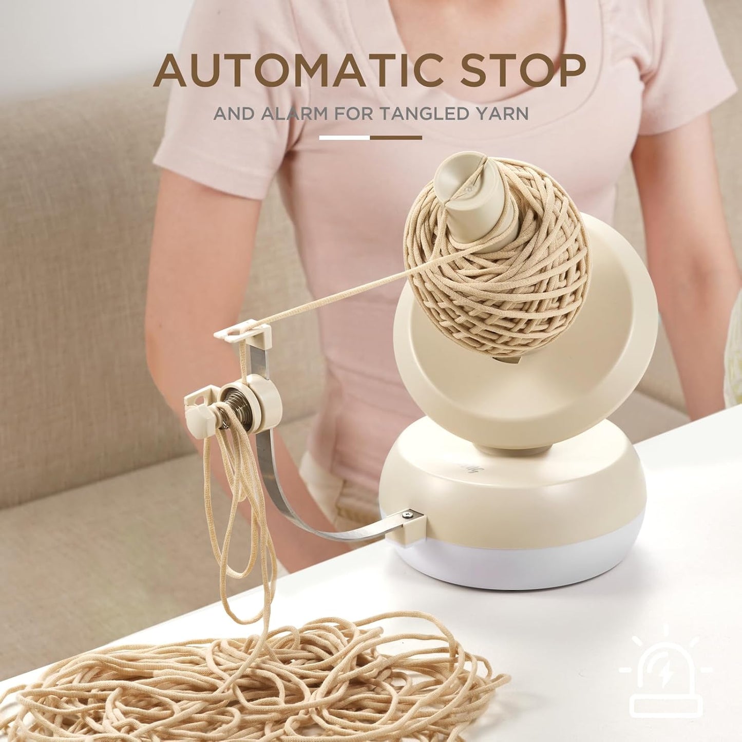 Electric Yarn Winder for Crocheting - Large Capacity Yarn Ball Winder for Knitting, Adjustable Yarn Ball Tension,Stepless Speed, Good Helper for Knitting Lovers, Cream