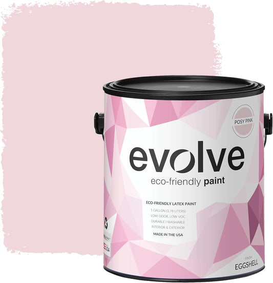 EVOLVE Paint & Primer: Environment-friendly, Low Sheen with One-coat Coverage for Interior & Exterior surfaces (Posy Pink, 1-Gallon)