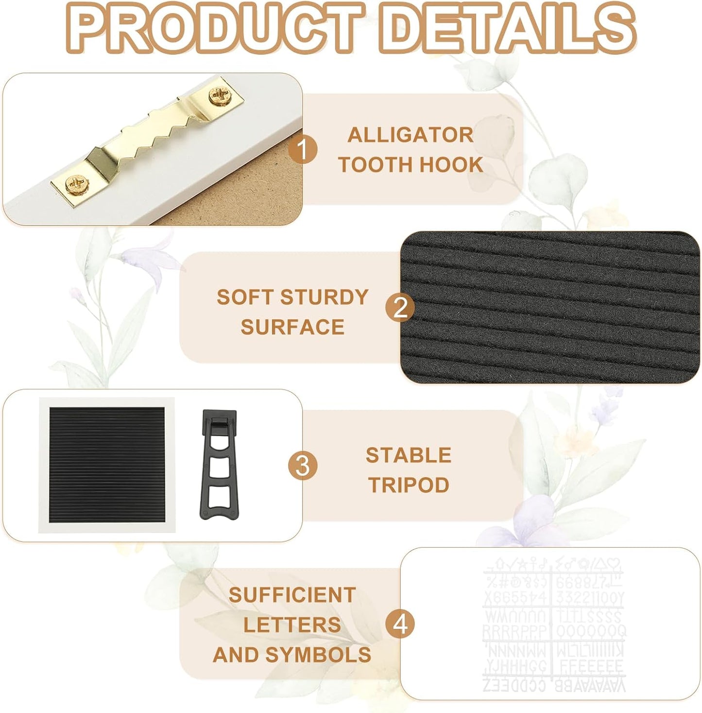 PATIKIL Felt Letter Board, 10x10Inches Black White Wooden Changeable Message Board with Storage Bag Stand for Kitchen Menu Classroom Farmhouse Decor Notes, White Letter