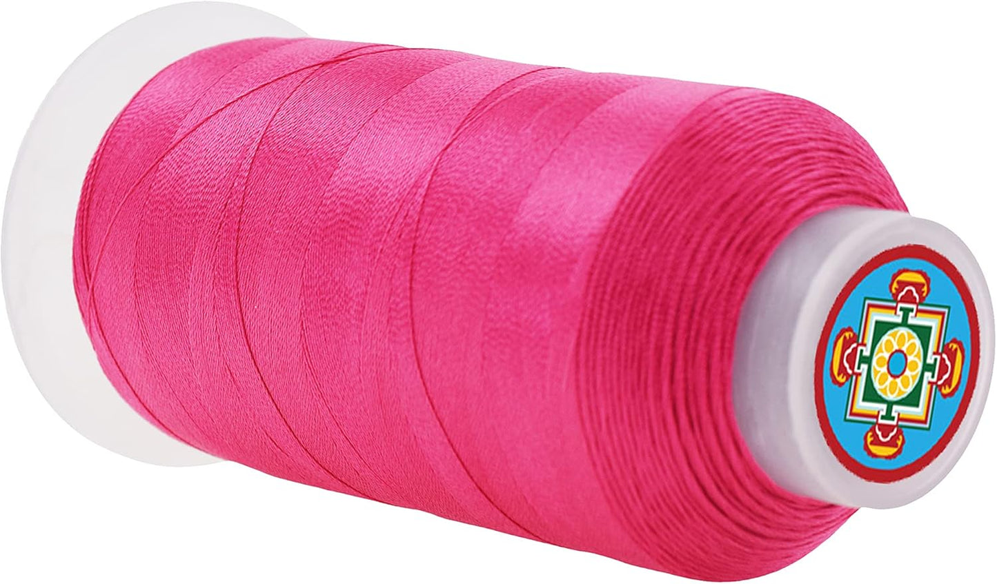 Mandala Crafts Hot Pink Heavy Duty Thread - 1500 Yds Tex 70 for Sewing, Drapery, Jeans, Leather, Hair, Bonded Polyester Outdoor Marine Upholstery
