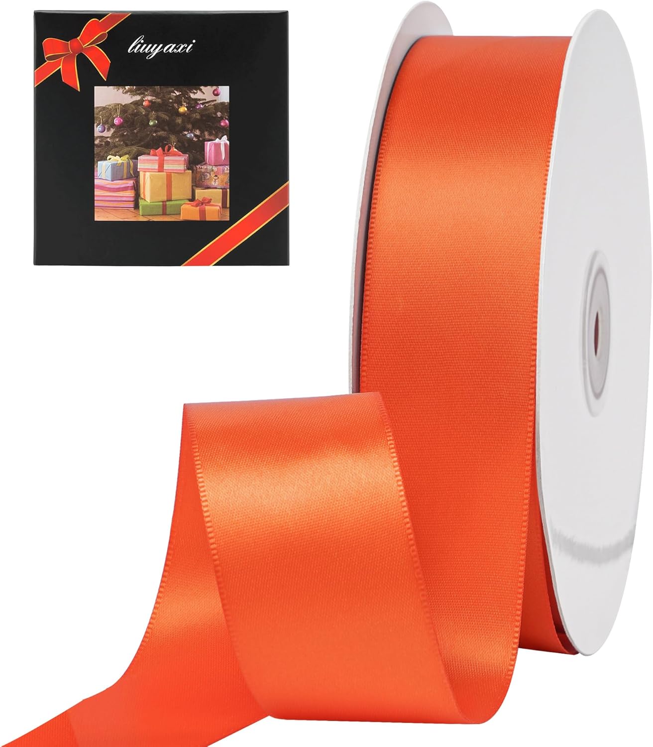 LIUYAXI Torrid Orange Stain Ribbon, 1-1/2" X Continuous 50 Yards, Double Faced Fabric Ribbon Perfect for Gift Wrapping Wedding Birthday Party Chair Sash Christmas Hair Floral Craft Sewing