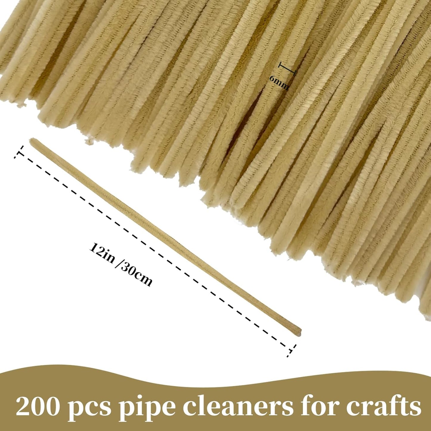 Beige Pipe Cleaners,Arts & Crafts 200pcs Chenille Stems,Pipe Cleaner Crafts for Girls 8-12,Christmas Gifts,DIY Decor Ccrafts for Adults,Art and Craft Supplies, Arts and Crafts,Limpia Pipas