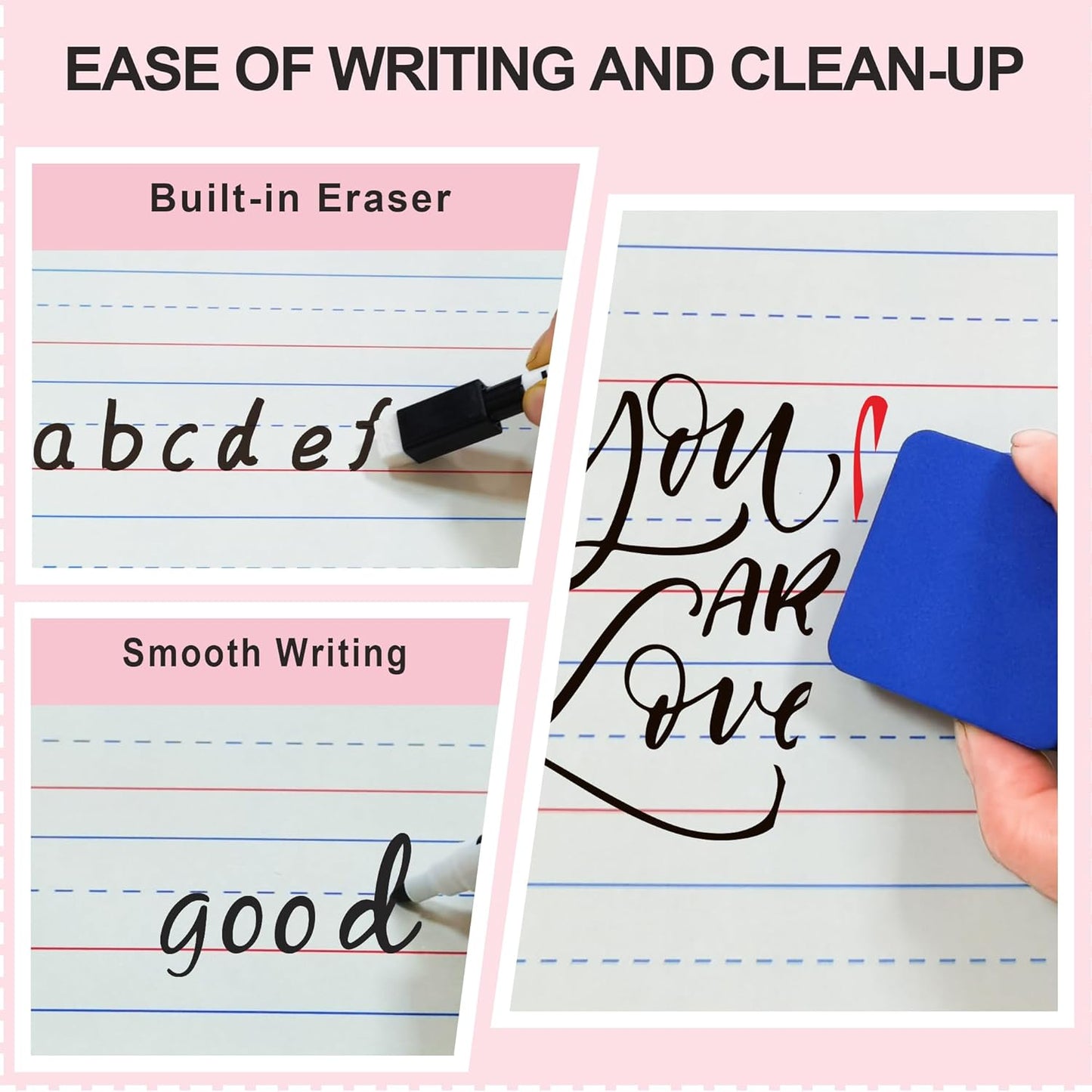 Dry Erase Boards 6 Pack, Double Sided Small Whiteboards with Lines for Kids, Students, Teacher & Classroom Pack, 9"x12" Mini Individual White Boards Lined for Writing Math English Practice