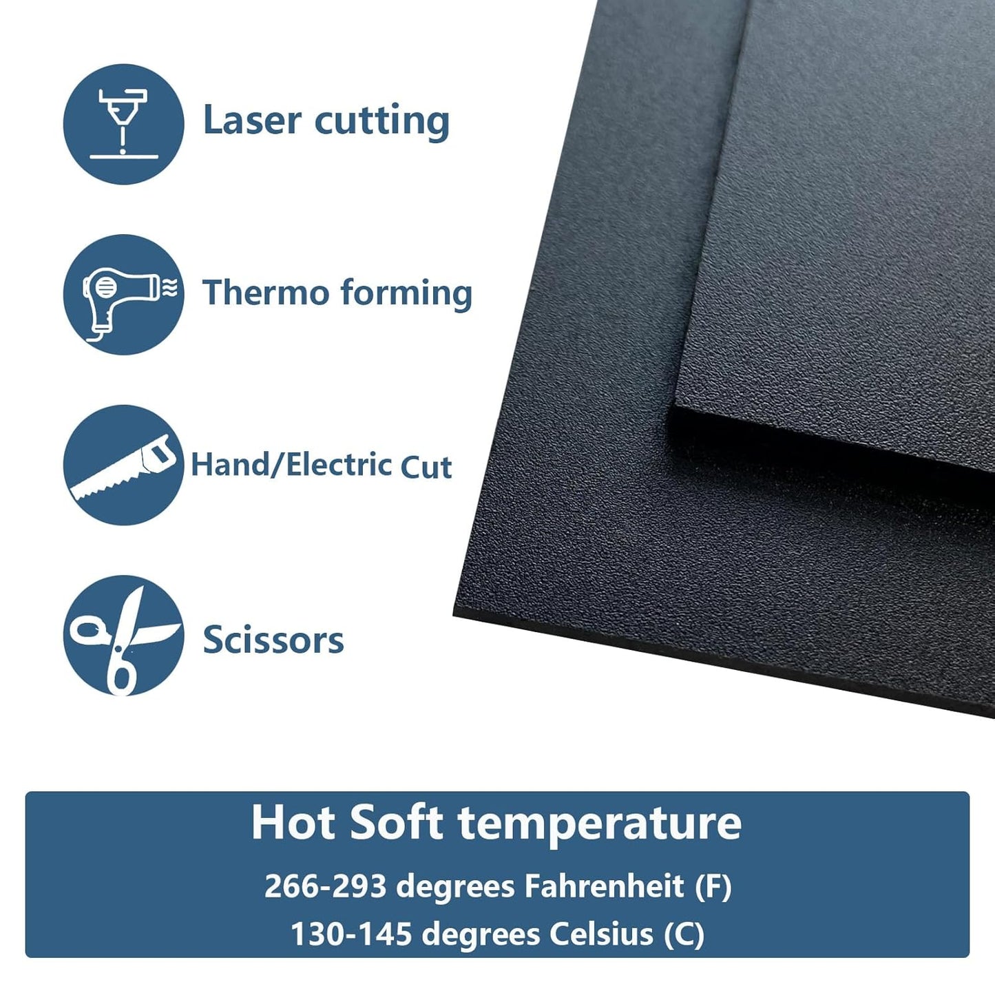 3 Pack Black Plastic Sheet 12x16x0.08 in Flexible High Tensile Plastic Sheets Black Plastic Panel for DIY Materials Handicrafts Home Decoration