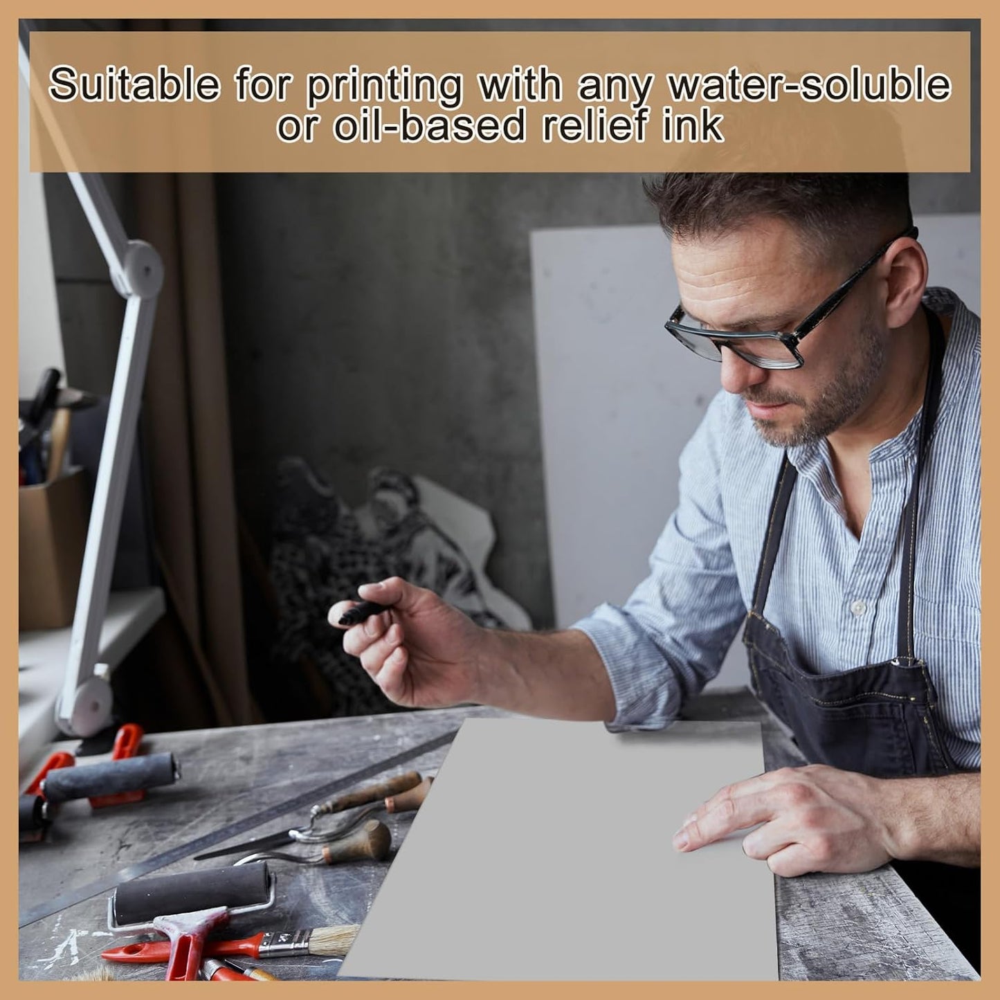 Yeaqee 2 Pcs 12 x 18 Inch Linoleum Block Rubber Carving Block Soft Linocut Blocks Large Linoleum Sheet Unmounted Lino Plates for Engraving Art Project Printmaking Artist Studio Supplies, Gray