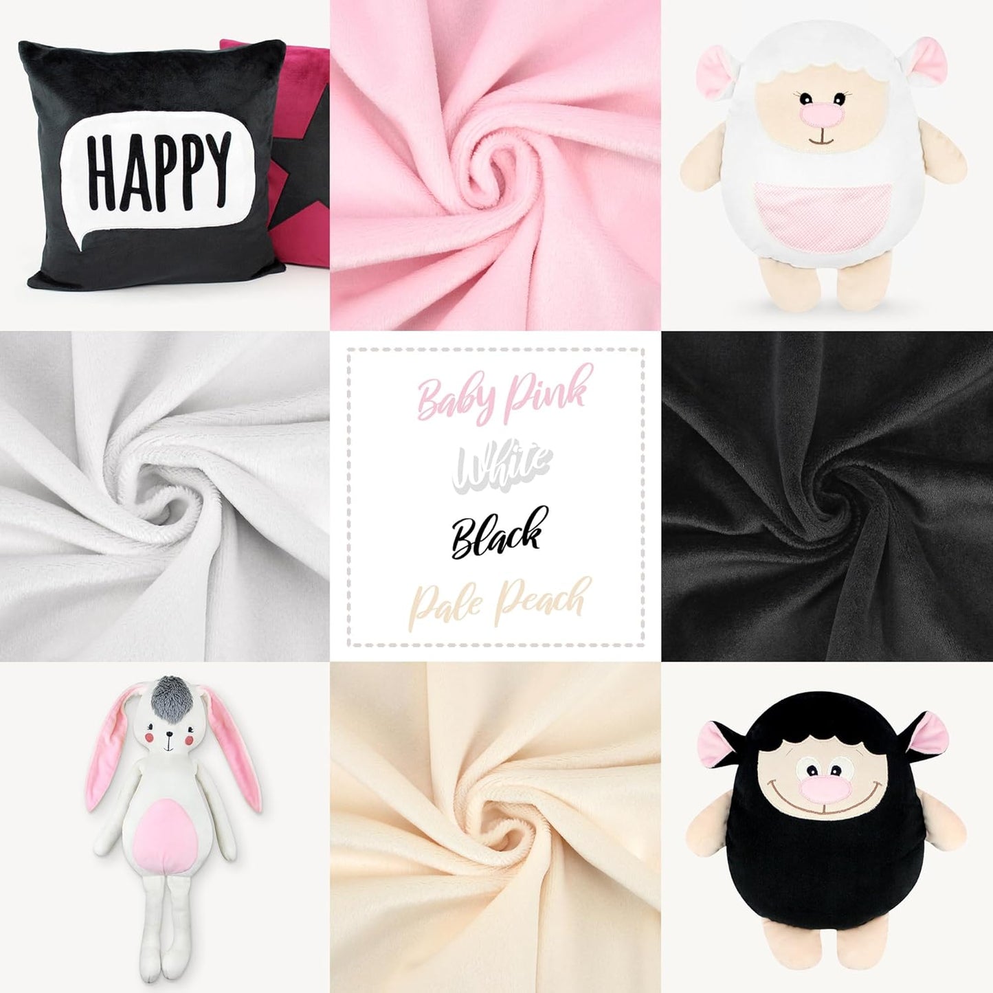 kullaloo Minky Fabric | Bundle: 4 Precut Pieces Solid Minky Plush Fabric for Sewing | 39.5x29.5 Each | for Plushies, Baby Blankets, Pillows, Dog Beds, Apparel | Greatest Hits Colors Minky Fabric Pack