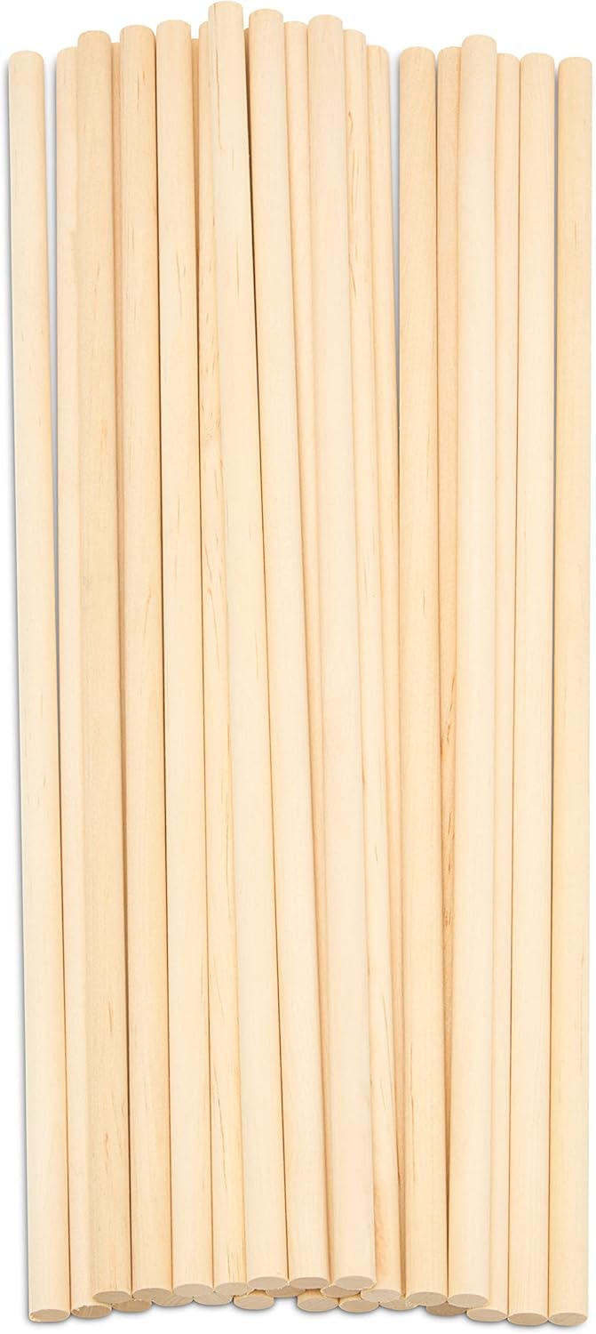Dowel Rods Wood Sticks Wooden Dowel Rods - 5/16 x 12 Inch Unfinished Hardwood Sticks - for Crafts and DIYers - 25 Pieces by Woodpeckers