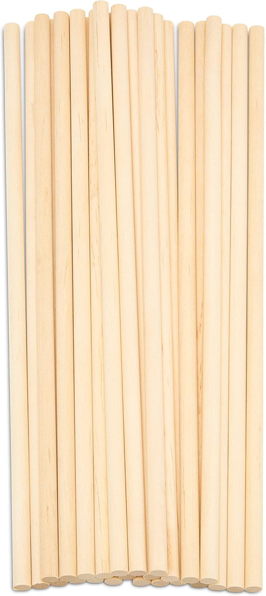 Dowel Rods Wood Sticks Wooden Dowel Rods - 5/16 x 12 Inch Unfinished Hardwood Sticks - for Crafts and DIYers - 25 Pieces by Woodpeckers