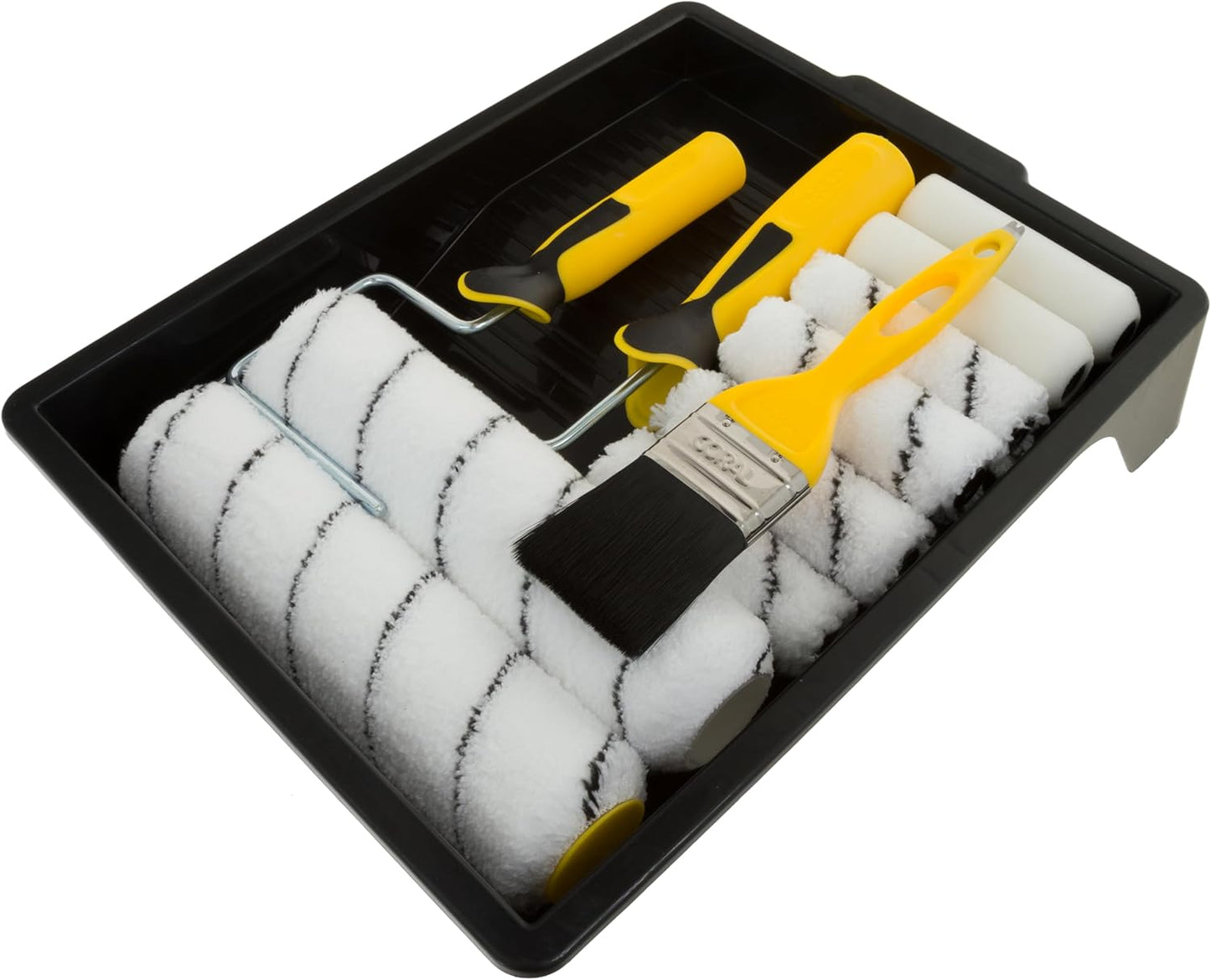 CORAL Easy Coater Decorating Paint Roller Tray & Frame Set, 12 Piece Pack, Roller Brush, 10501