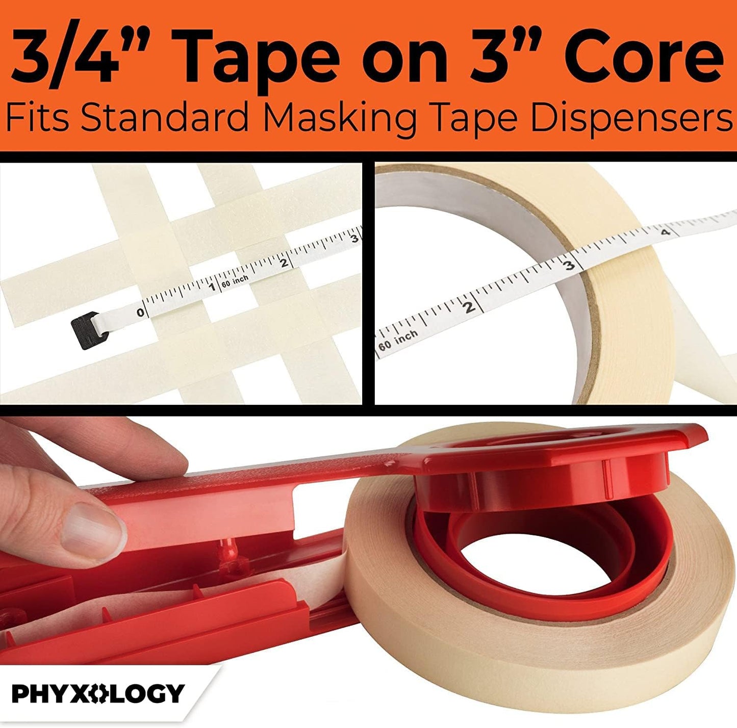 3/4 in Pro-Grade Masking Tape. 60 Yard 12 Pack = 720 Yards of Multi-Use, Easy Tear Tape. Great for Labeling, Painting, Packing and More. Adhesive Leaves No Residue.