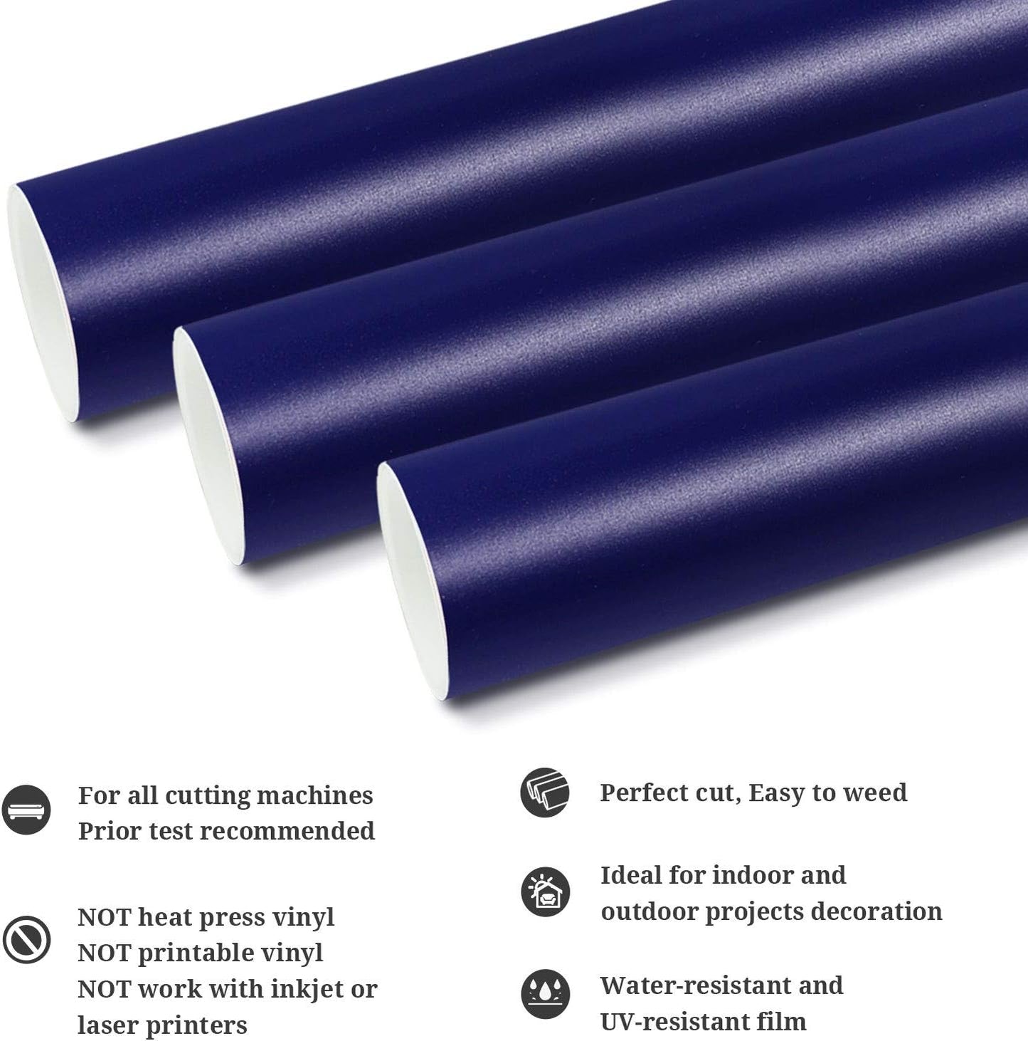TECKWRAP Matte Navy Blue Adhesive Vinyl Roll 12" x 10ft Matte Blue Permanent Vinyl for Decals, Signs, Scrapbooking, DIY Home Decor, Indoor & Outdoor Use