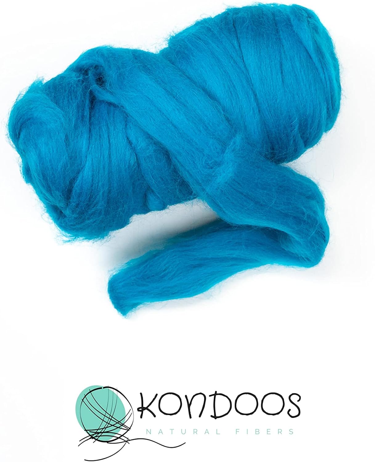 Colored Natural Wool roving, 8 OZ. Best Wool for Needle Felting, Wet Felting, handcrafts and Spinning. (Turquoise)