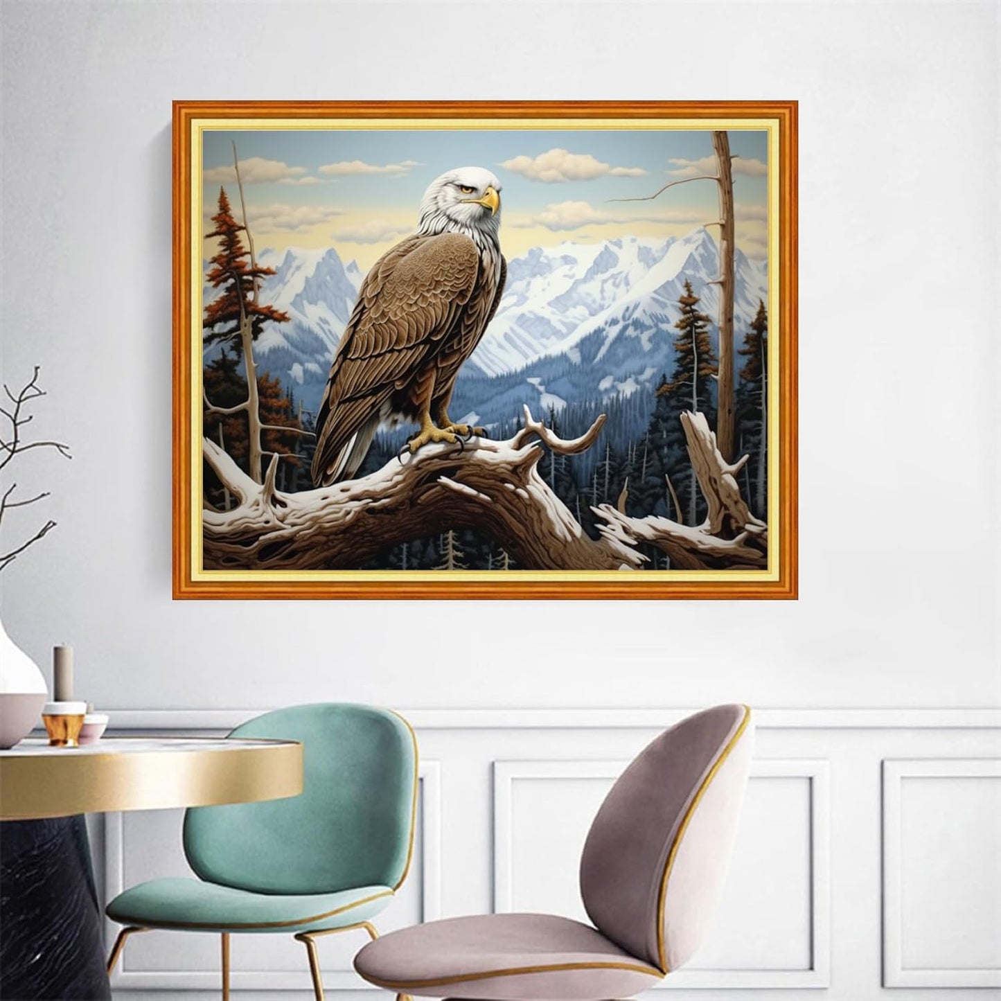 Joyhoor Cross Stitch Kits for Beginners Stamped Cross-Stitch Supplies Needlework preprint Embroidery Kits for Adults DIY Needlepoint Kits Embroidery Patterns 11CT-Owl Mountain and River 16x20 inchs